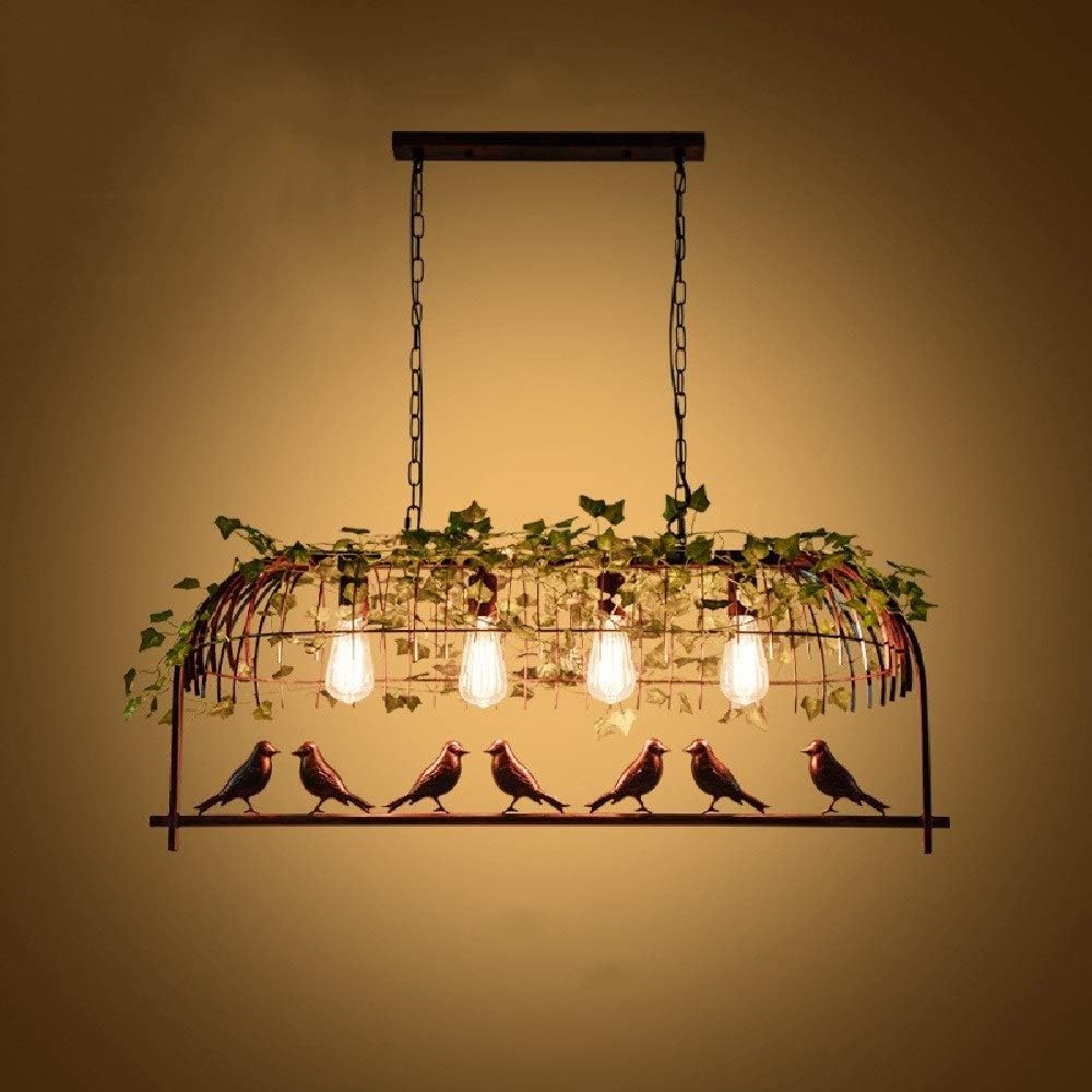 2-Lights American Industrial Plant Iron Metal Birdcage Suspension Light Creative Retro Bar Restaurant Pendent Lamp Clothing Store Decorative Chandelier Lighting E27 (Color : B)