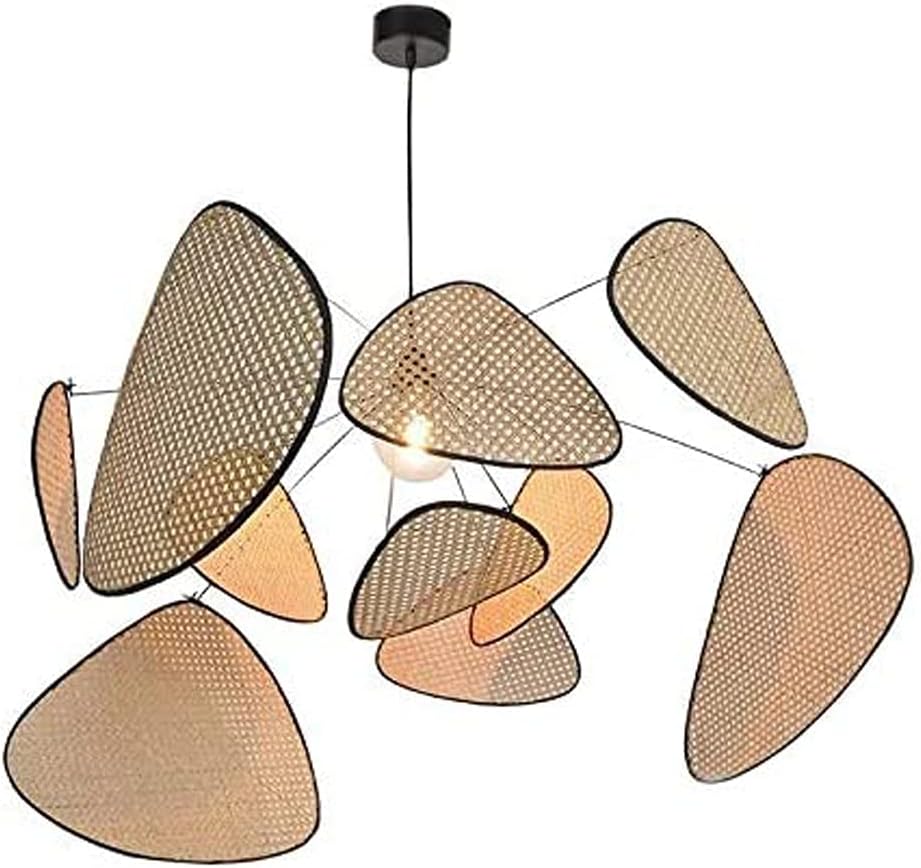 Chinese Bamboo Pendant Light Large Woven Light Hanging Light Ceiling Hanging Wicker Lamp Rattan Chandelier Hand Woven Bamboo Pendant Lighting for Kitchen Island E27