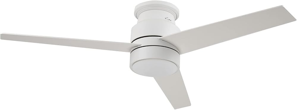 Carro 52” 3 Speeds White Flush Mount AC Ceiling Fan with Light Smart Wall Controller with Alexa/Google Assistant/Siri Short Cut|Reversible|Schedule|Needs Ground/Live/Neutral Wire, No Remote