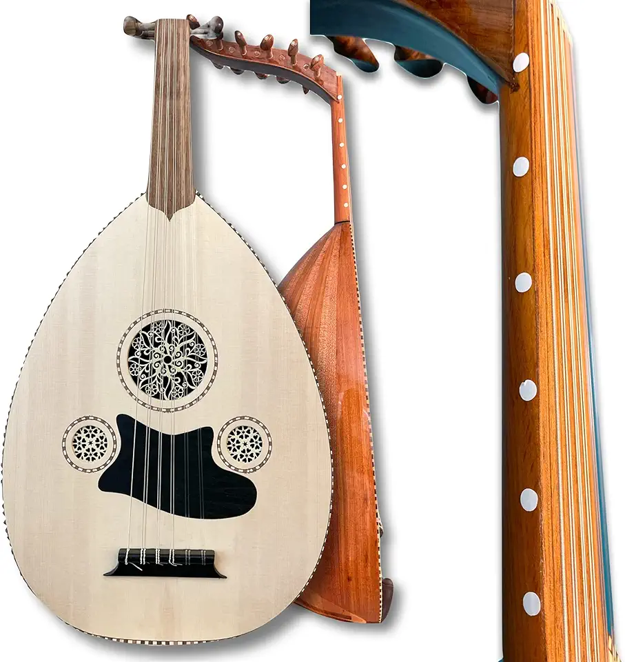 Mini Oud Instrument for beginners v2 (with markers) comes with 4 free lessons live via Skype with a professional Oud player - soft case and picks