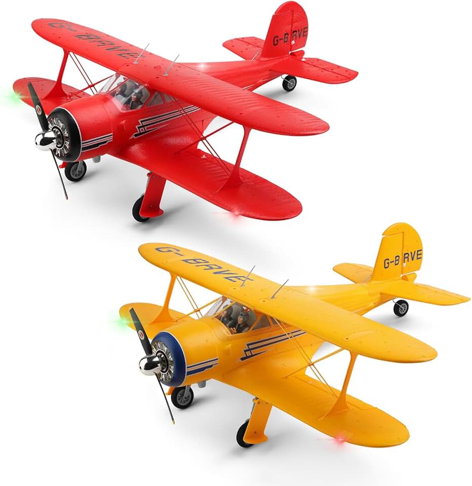 CKYSCHN WLtoys A300 4-Ch RC Plane, Beechcraft D-17 RC Airplanes with Lights, 6G/3D Brushless RC Planes with 2 Batteries, 2.4G Remote Control RC Airplanes Gifts for Adults