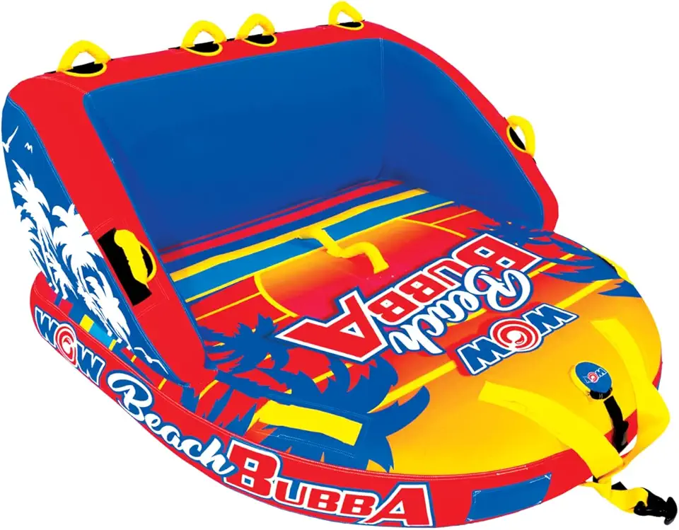 WOW Sports - Beach Bubba Inflatable Towable Tube - 1-2 Riders - Perfect for Kids & Adults - Soft Top Deck Tube - Boating Accessory