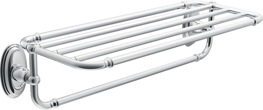 Moen YB5494CH Kingsley 24-Inch W x 9.6-Inch D Bathroom Hotel -Towel Shelf, Chrome