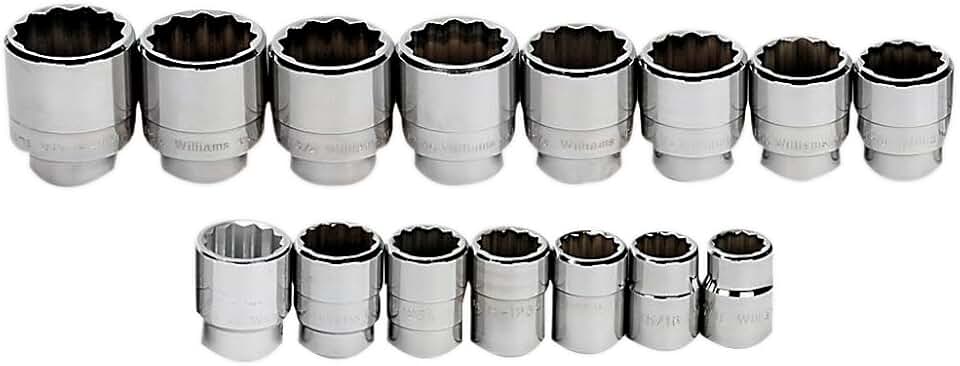 Williams MSH-15RC 15-Piece 3/4-Inch Drive Shallow 12 Point Socket Set
