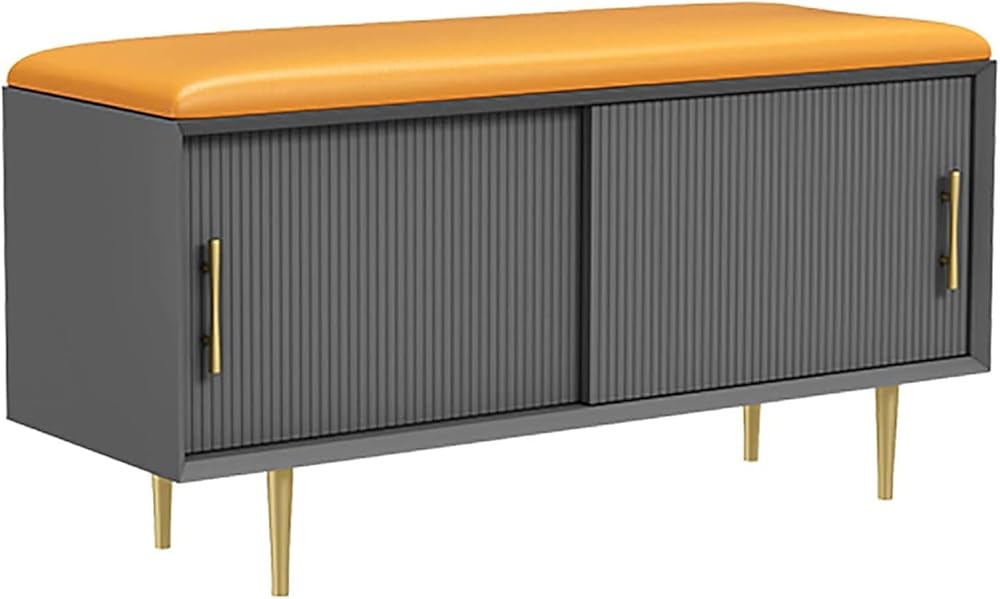 Shoe Storage Bench Entryway Hallway Furniture, Shoe Stool with Soft PU Cushion Multi-Functional Household Shoe Cabinet Rack Large Capacity Storage, Suitable for Hall Corridors(80*35*45 cm)