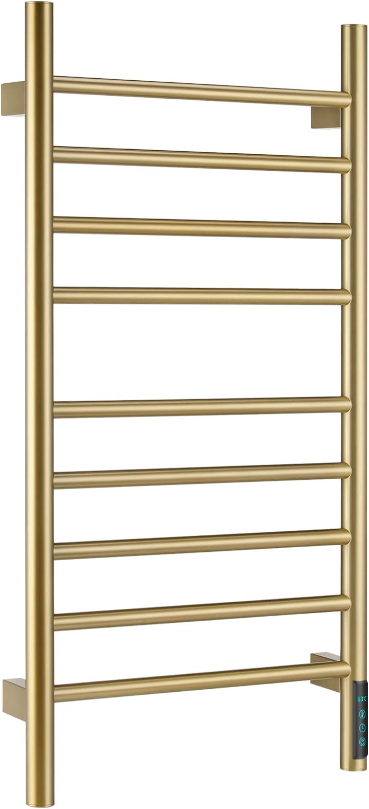 Towel Warmer,Built-in Timer with Temperature Control,Electric Towel Warmer Rack 9 Bars Design Wall-Mounted Heated Towel Rack for Bathroom,Brushed Gold…