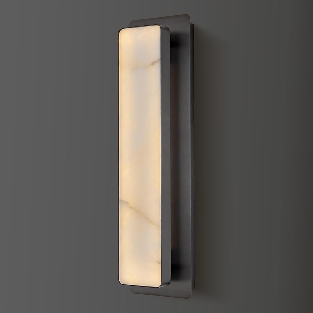 19.7inch Alabaster Wall Sconces LED Wall Lights for Bedroom Indoor Vanity Lighting Fixtures Black Bedside Wall Lamp Perfect for Hallway, Living Room, Stairs