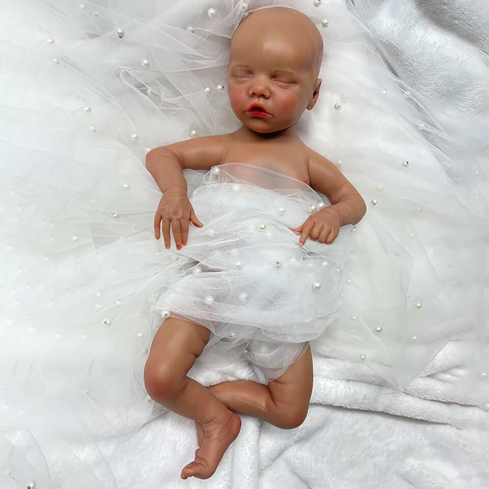 17 Inch Reborn Baby Dolls Full Body 3D Painted Silicone Fake Baby Dark Newborn Africa Baby Girl Doll Anatomically Correct