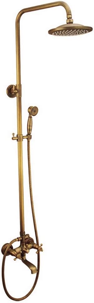 FBBSZSD Shower Set Sprinkler Wall Antique Copper Shower Head Set Adjustable Rain Shower Head Top Spray and Height Can Be Adjusted According to Your Needs Thermostatic Bathtub Shower Faucet