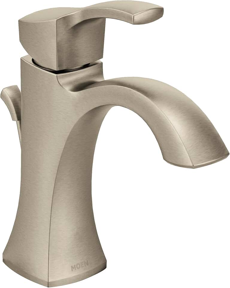 Moen Voss Brushed Nickel One-Handle Single-Hole High-Arc Bathroom Faucet with Drain Assembly, 6903BN
