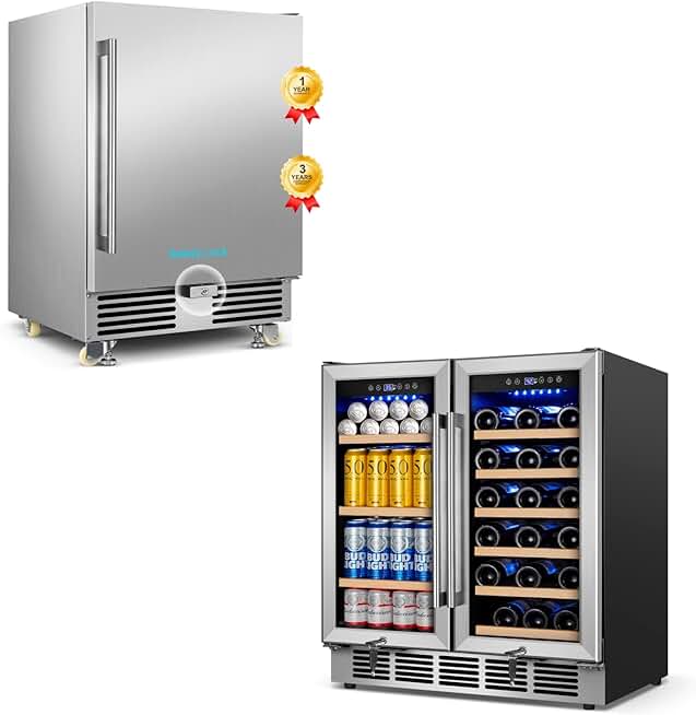30 Inch Wine and Beverage Refrigerator and 24 Inch Outdoor Refrigerator Bundle