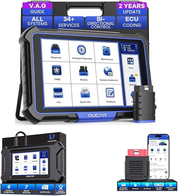 Mucar OBD2 Scanner Diagnostic Tool, Bidirectional Scan Tool, OBD2 Scanner Bluetooth with 34+Resets, ECU Coding and AUTO VIN, All Systems Car Diagnostic Scanner