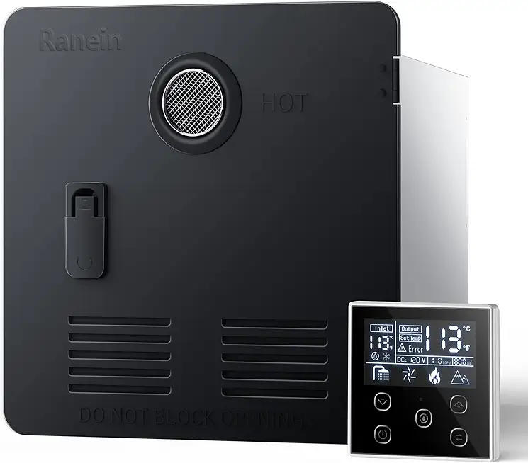 65,000 BTU RV Tankless Water Heater, High Altitude Available, 12V, CSA Certificated, with Black Door and Multi-function Controller, On Demand Instant Hot Water Heater, Compatible with all RVs