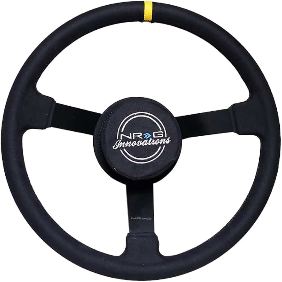 NRG Innovations NRG-RST-380MB-A Reinforced Steering Wheel 380mm Alcantara 3 Spoke, Removable Crushed Pad, Special 6 and 3 Bolt Pattern