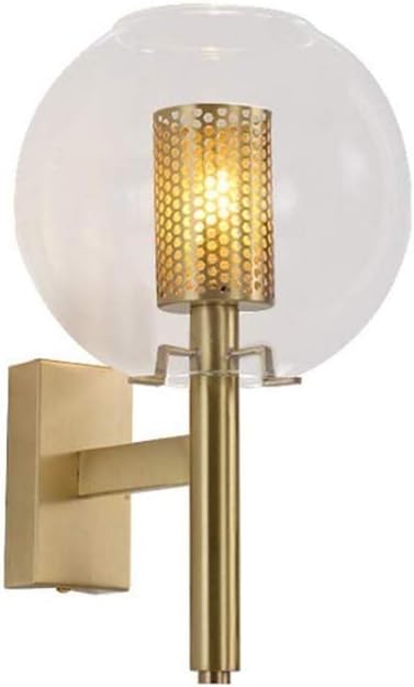 Light Luxury Full Copper Glass Wall Lamp, Simple Modern Home Creative Personality Bedside Lamp, Background Wall Hallway Wall Lamp, Background Wall Decoration Copper Wall Lamp Stylish