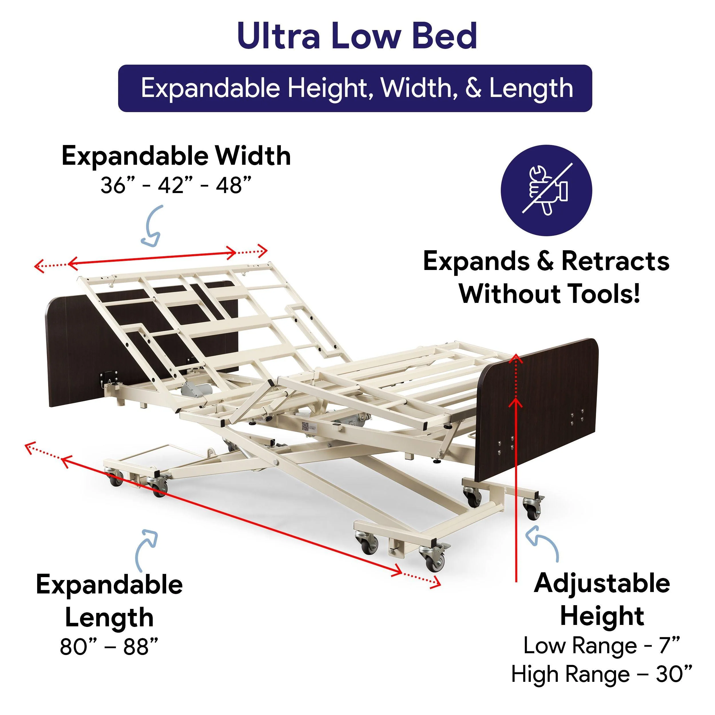 Ultra Low and High Adjustable Electric Hospital Bed