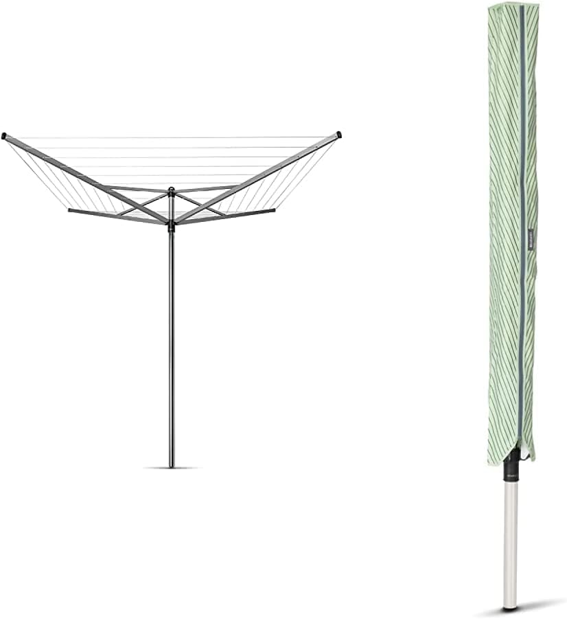 Brabantia Topspinner Outdoor 4 Arm Spinning Clothesline Rotating & Clothes Drying Rack Cover - Weather Resistant Material - Zip Closure - Outdoor - Drying Rack Protection - Leaf