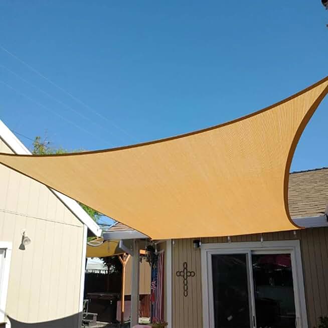 Sunshade Canopy Outdoor Outdoor Shade Canopy Outdoor Sun Shade,Polyethylene Material, Shading Rate of About 90%,Reinforced Corner Protection, 70 cm Hole spacing and 6-line Curling Design (Color : Bei
