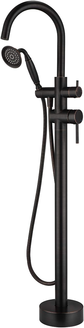 Tub Filler Freestanding Bathtub Faucet Oil Rubbed Bronze Floor Mounted Brass Bathroom Tub Faucets with Hand Shower