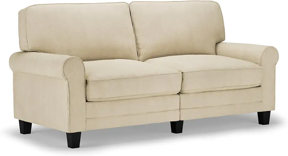 Serta Copenhagen Rolled Arm, Easy Care Polyester, Soft Pillow Back, Pocket Coil Seat Cushions, Removable Covers, Loveseat or Couch for Small Spaces, Living Rooms or Bedrooms, 78