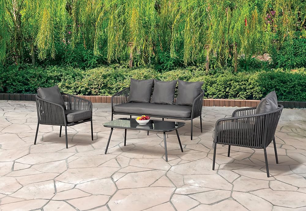 Greemotion LA-A019LG-4PK Fruman Conversation Set, Light Grey