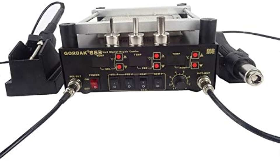 Soldering BGA rework station Occus 863 3 in1 Heat Gun Soldering Station+Electric soldering iron+IR preheating station for BGA SMD repair - (Color: Red, Plug Type: EU)