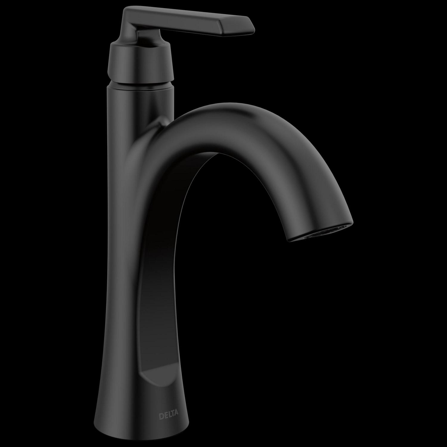 Delta Sparrow Matte Black Single Hole 1-handle WaterSense Bathroom Sink Faucet with Drain and Deck Plate