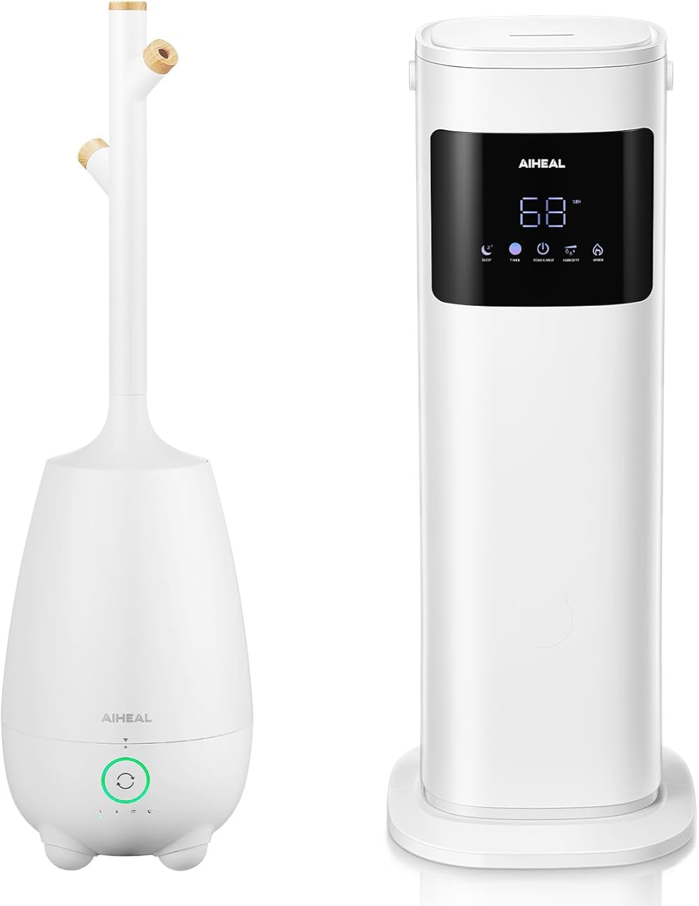 5L Cool Mist Humidifier for Bedroom and Aiheal 10.5L Humidifier for Large Room Home, Top Fill Cool and Warm Mist Ultrasonic Floor Humidifiers for Baby and Plants with Customized Humidity, Timer