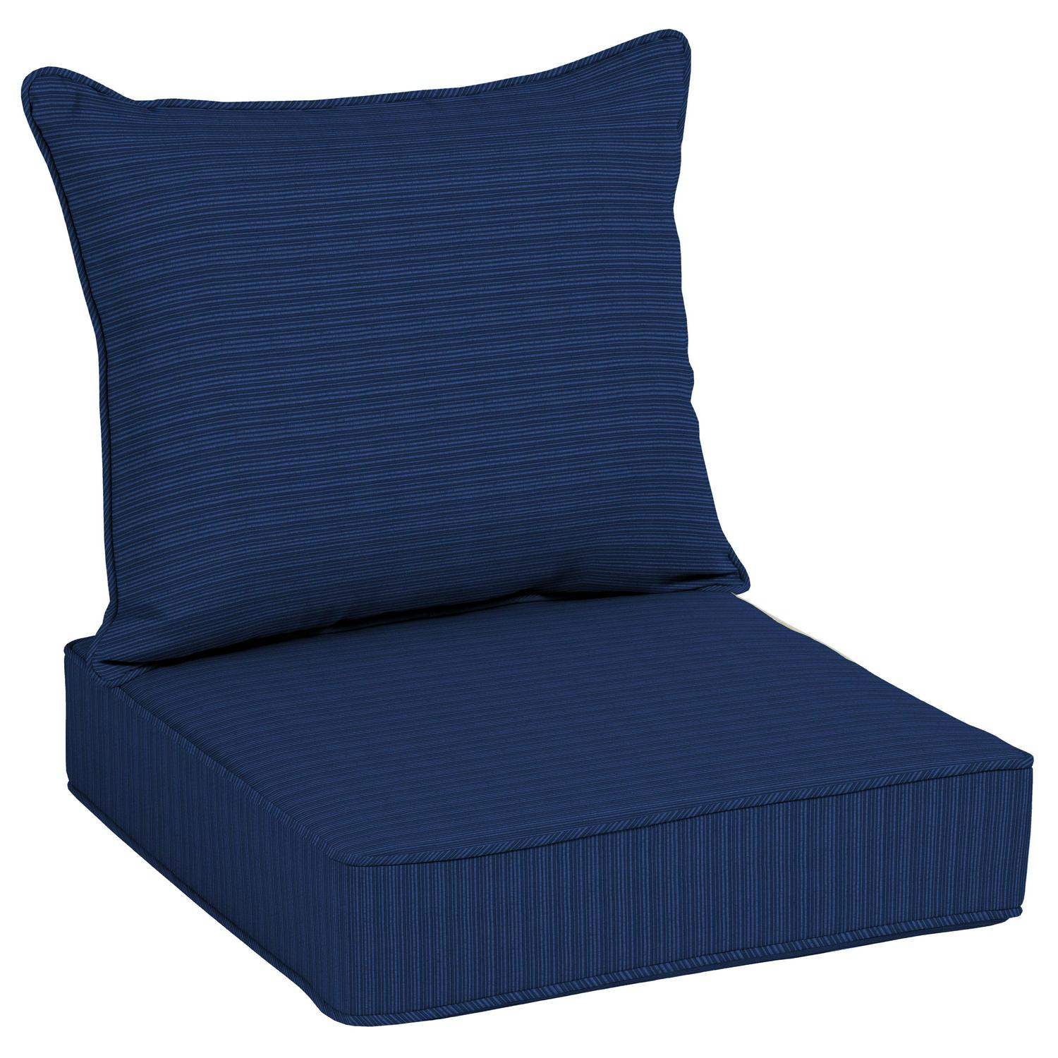 allen + roth 25-in x 25-in 2-Piece Blueprint Deep Seat Patio Chair Cushion