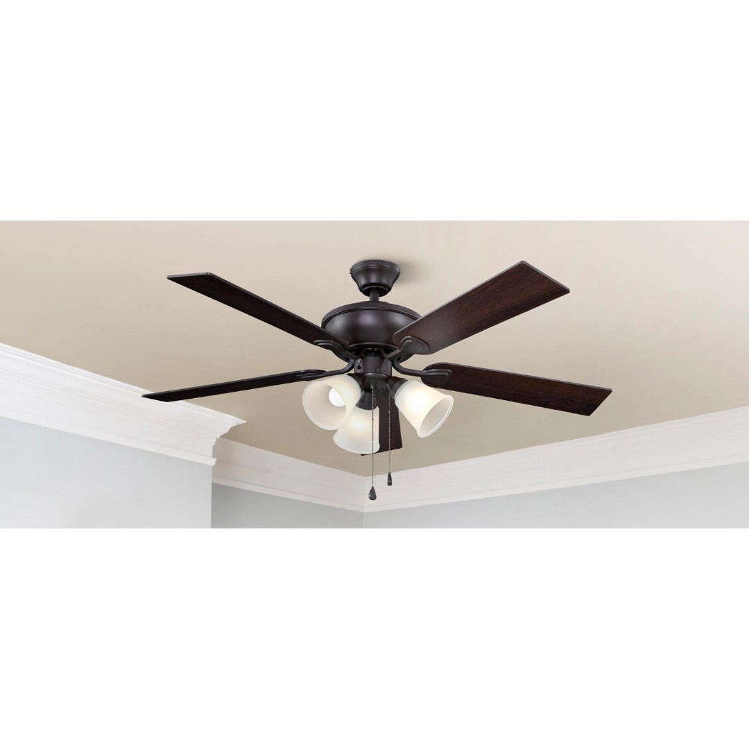 Harbor Breeze Sailor Bay 52-in Bronze Indoor Downrod or Flush Mount Ceiling Fan with Light (5-Blade)