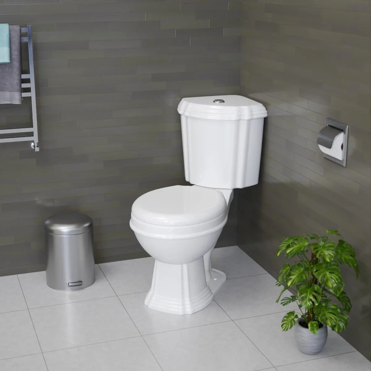 Renovators Supply White Dual Flush Two Piece Round Corner Toilet