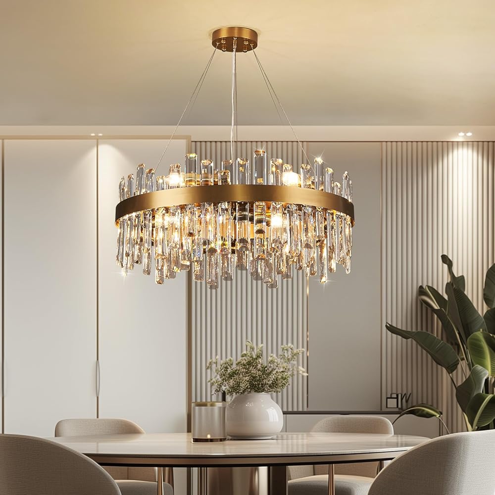 12-Lights Modern Crystal Chandelier, 23.6