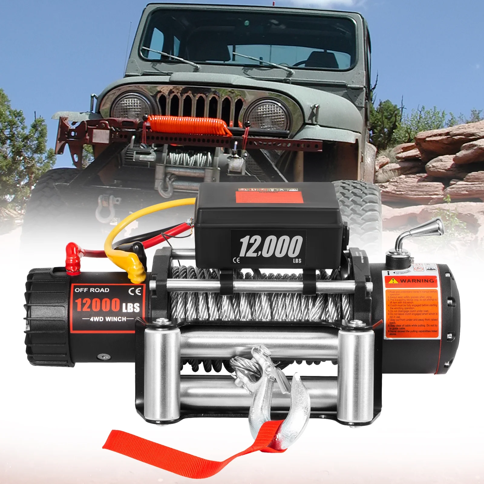 VEVOR Truck Winch 12000lb Electric Winch 85ft/26m Steel Cable 12V Power Winch Jeep Winch with Wireless Remote Control and Powerful Motor for UTV ATV & Jeep Truck and Wrangler in Car Lift