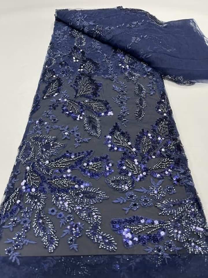 MARHAFABRIC Africa Pink Tulle Hand Make Beads Luxuy Sequins Swiss 3D Embroidery 5 Yards Fabric for Bride Wedding Dress - Lace Fabric for Bridal Wedding