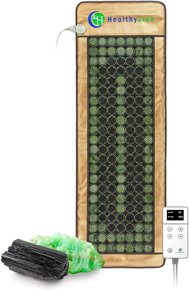 HealthyLine Full Body Heating Pad – Far Infrared Heating Pad - Natural Jade & Tourmaline Healing Crystals | Heat Therapy, Auto Shut Off, Mesh JT Mat - 72