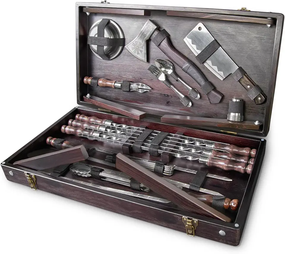 Barbeque Grill Accessories for Outdoor Grill - Grill Utensils Set - Premium Barbecue Tool Sets Grilling Supplies - Outdoor Grilling Gear - BBQ Supplies with Case Auroch