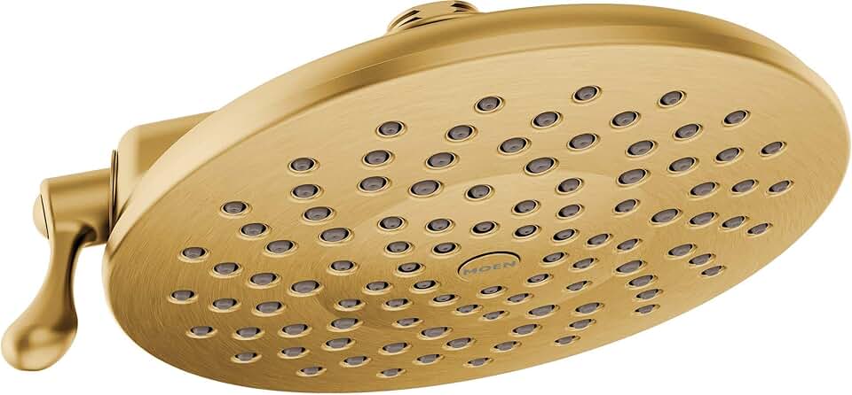 Moen Velocity Eco-Performance Brushed Gold Two-Function Rainshower 8-Inch Shower Head with Immersion Technology, S6320EPBG