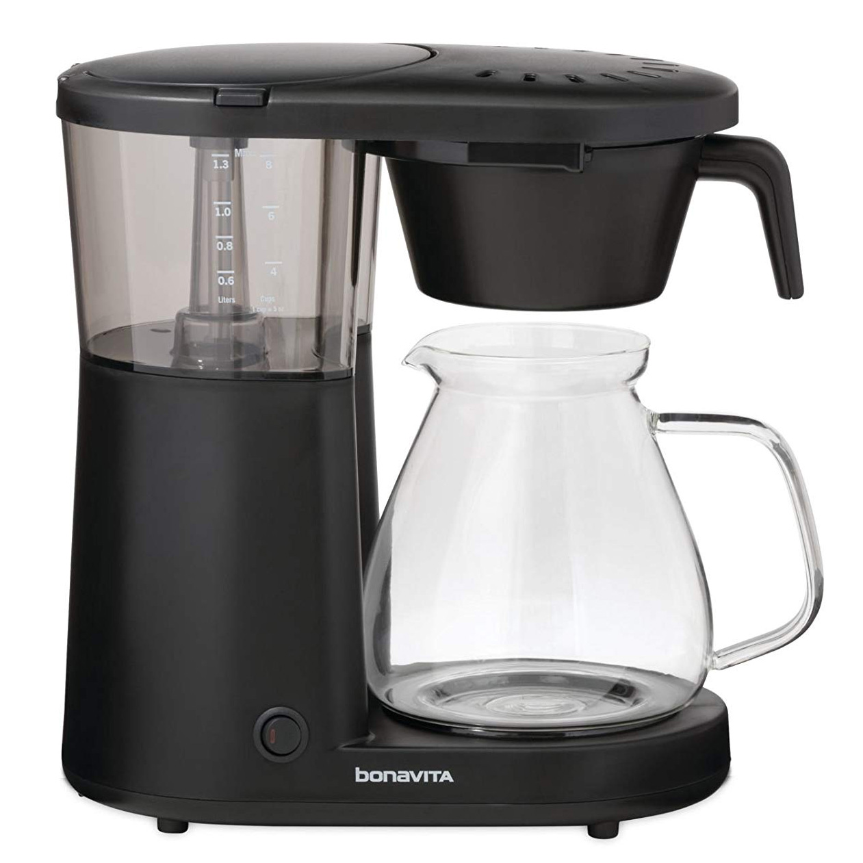 Bonavita Metropolitan 8 Cup Drip Coffee Maker Machine, One-Touch Pour Over Brewing with Glass Carafe, Hanging Filter Basket, 1500 Watt, BPA Free, Dishwasher Safe, Black, BV1901PW