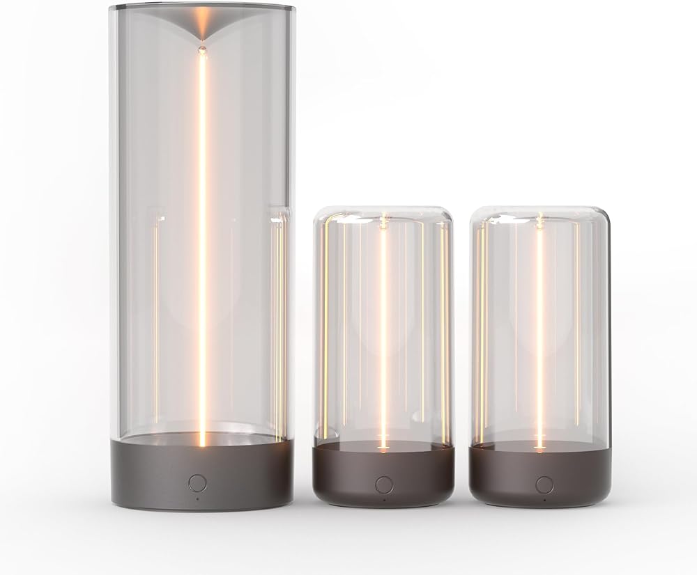 Minimalist Table Lamp Bedside Cordless Desk Lamp and Night Lights with Breathing Effect for Home(Grey)