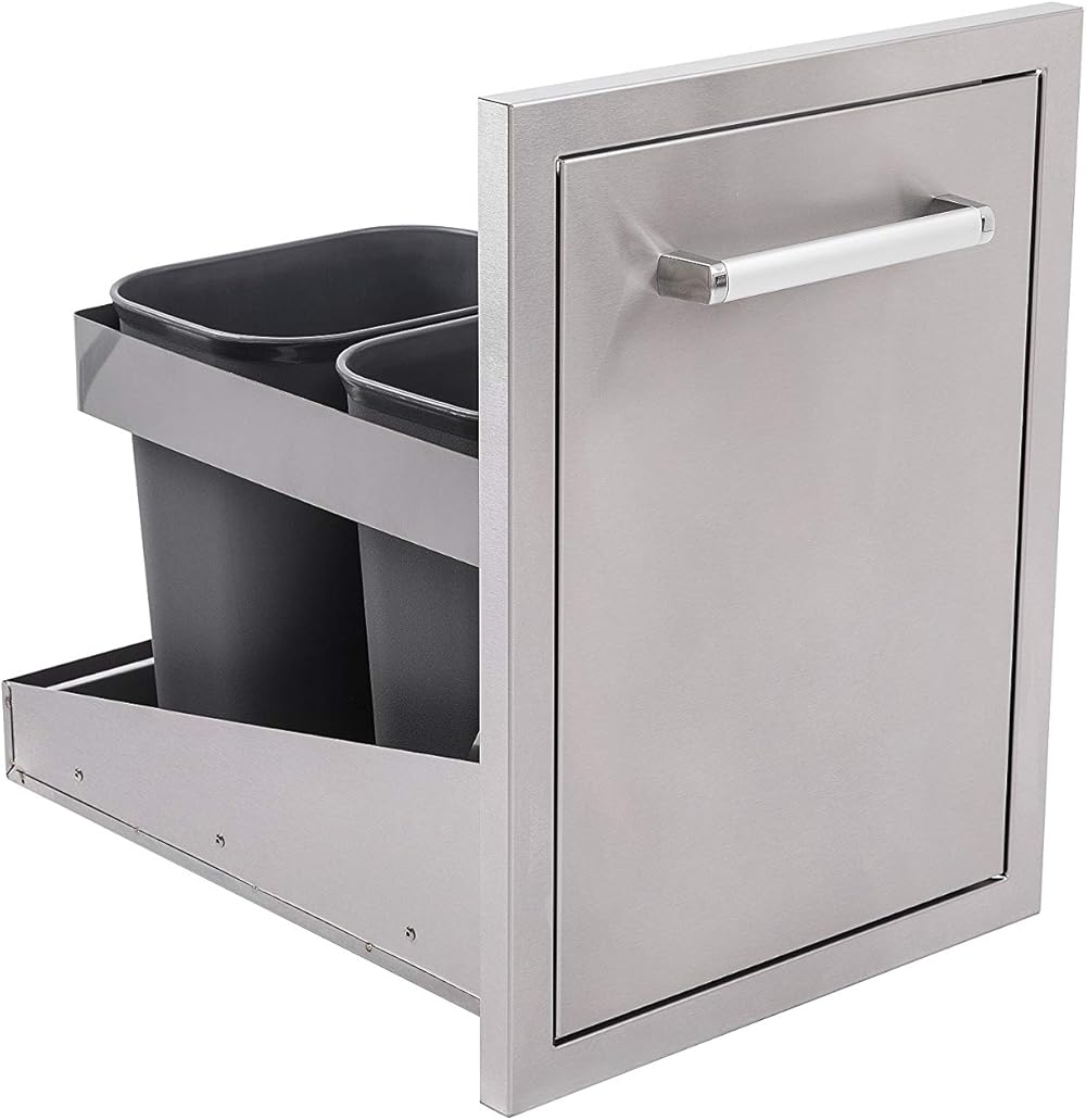 WHISTLER Outdoor Kitchen Trash Drawer with Trash Bin Pull Out Drawers for Kitchen Cabinets, 16.5