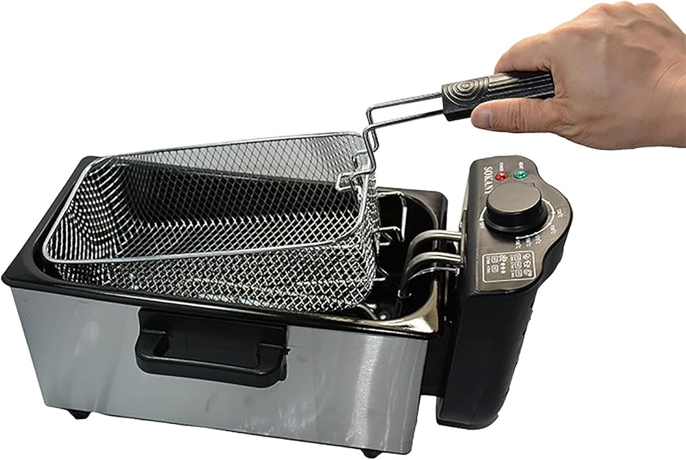 3 L Electric Deep Fryer Stainless Steel Deep Fat Fryer Adjustable Temperature Controls Removable Oil Basket Easy Clean Ergonomic Cool Touch Handle 2000 W