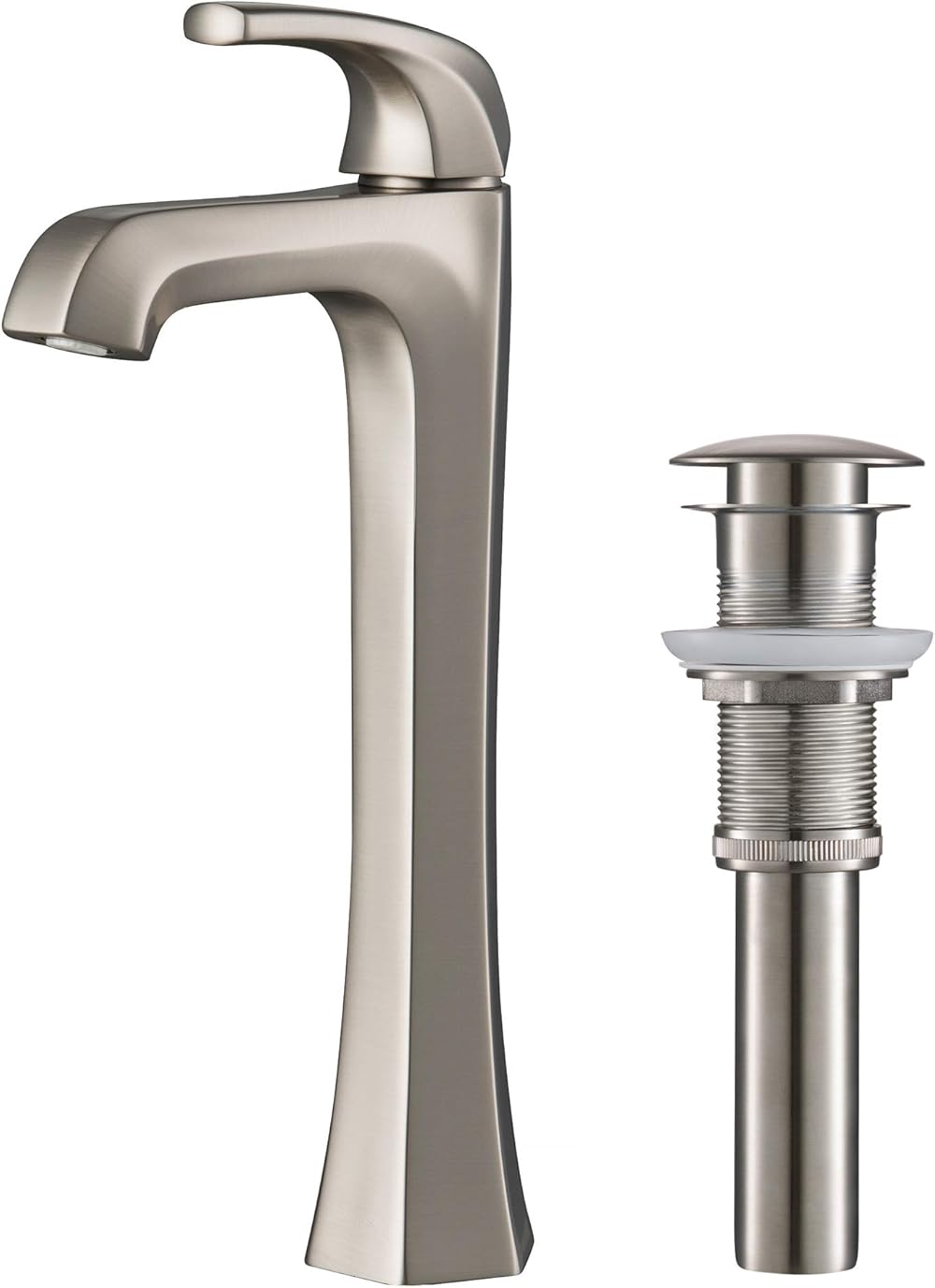 Kraus KVF-1210SFS Esta Single Handle Vessel Bathroom Faucet with Pop-Up Drain, Spot Free Stainless Steel