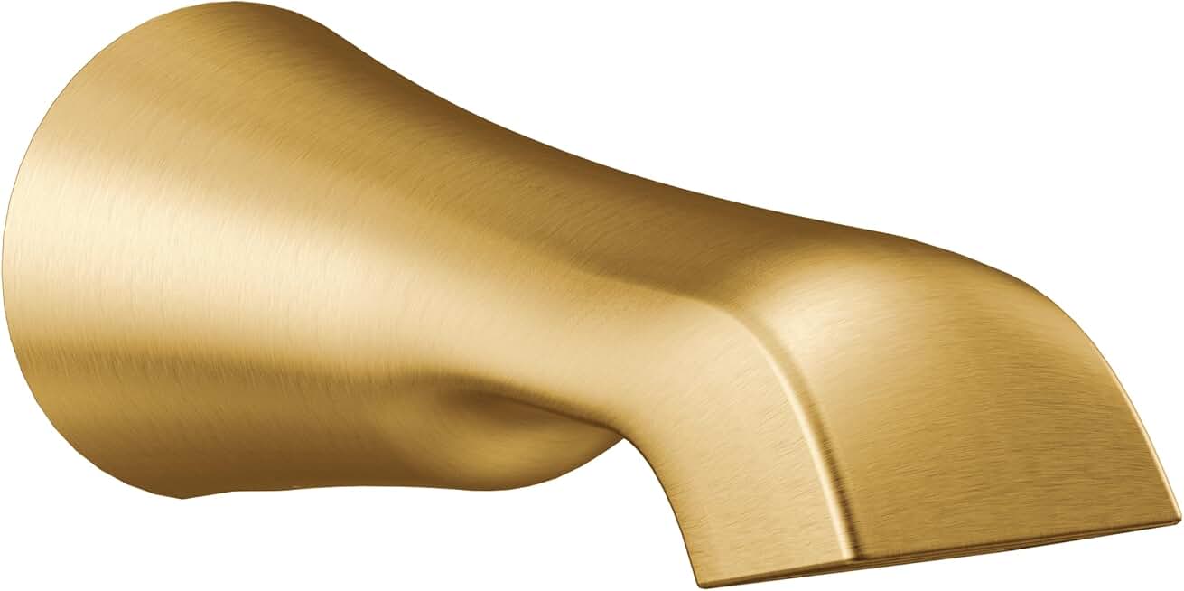 Moen S990BG Flara 1/2-Inch Slip Fit Connection Non-Diverting Tub Spout, Brushed Gold