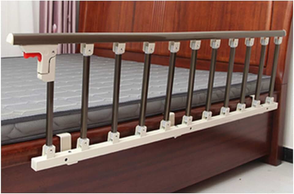 Side Guard for Elderly Foldable Bed Rail,Safety Side Guard for Elderly Assist Handle Handicap Bed Railing Champagne Aluminum Alloy Bumper Bar Guard Bed Side Handrail (Size : 136X40