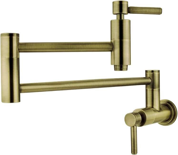 Kingston Brass KS8103DL Wall Mount Pot Filler Kitchen Faucet, Antique Brass,13