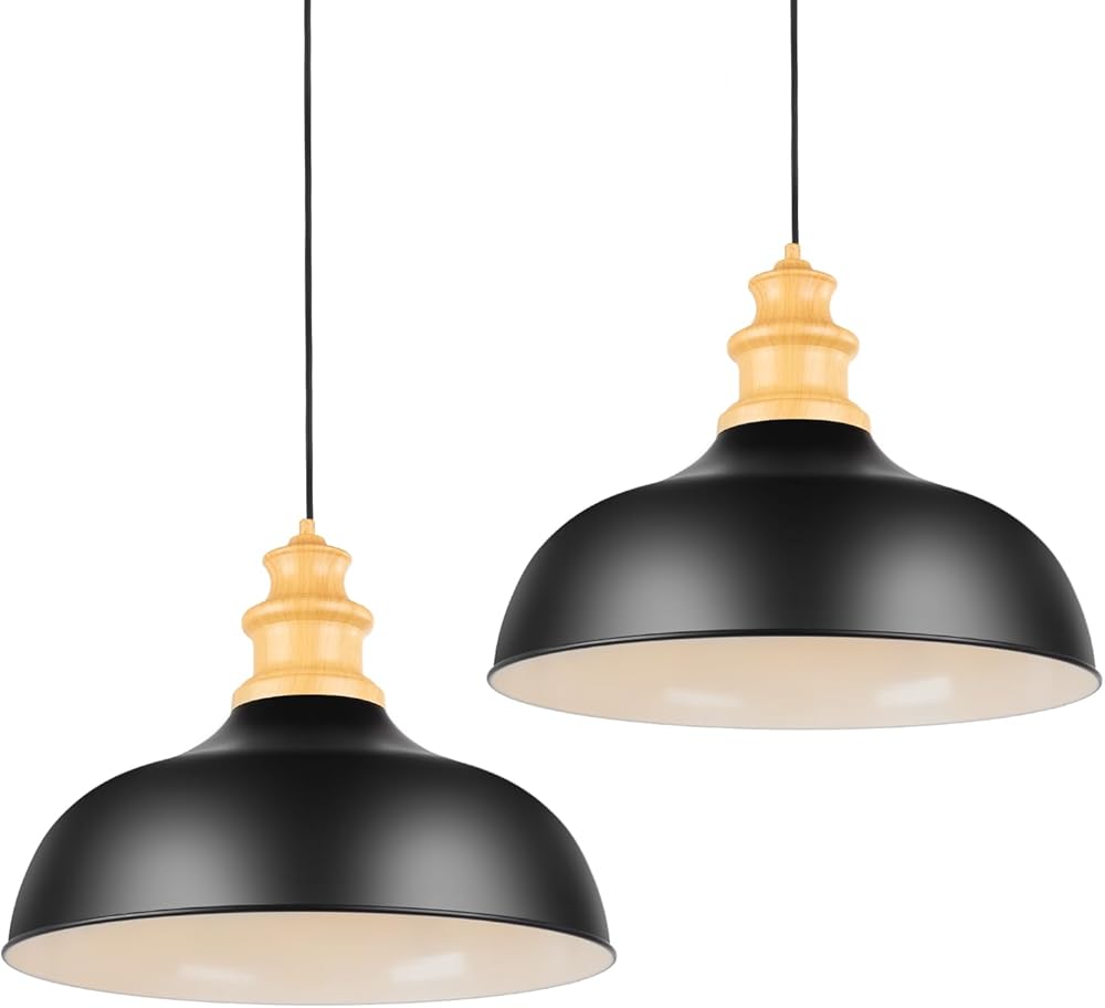 Farmhouse Pendant Lights Kitchen Island, 20 Inch Large Dome Modern Industrial Metal Hanging Lamps Ceiling Mounted, Rustic Country Bar Chandeliers for Hallway Entryway Dining Room Bedroom