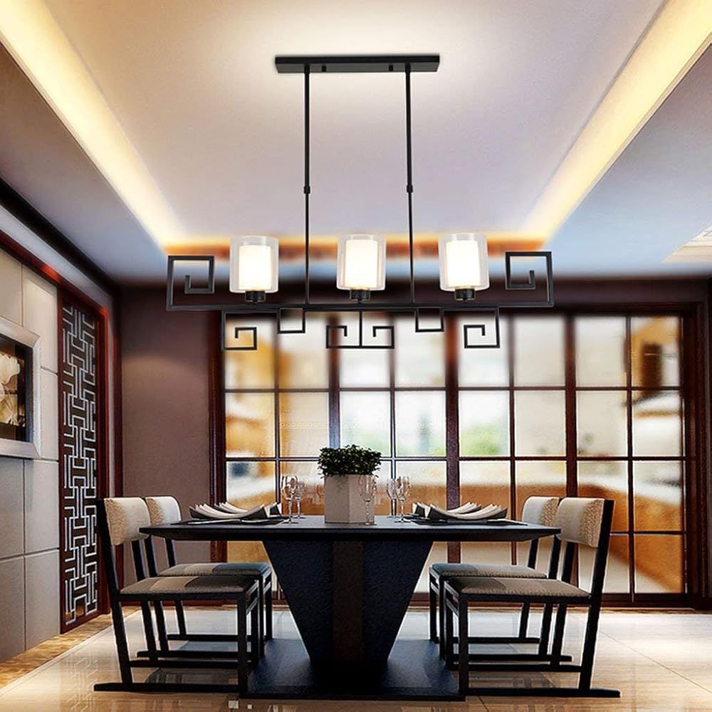 Modern New Chinese Chandelier Restaurant Chandelier Rectangle Living Room Lamp Vintage Iron Chandelier Bar Study Chandelier Hotel Lamps