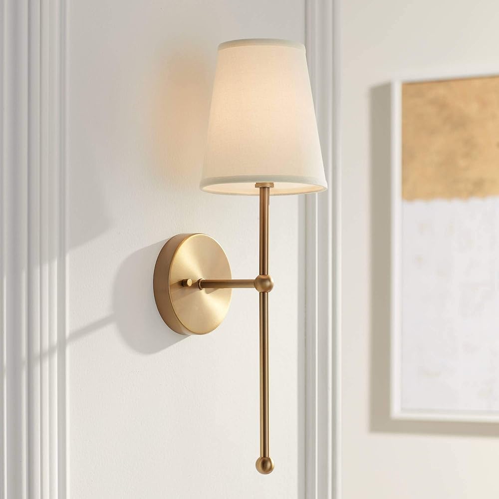 Possini Euro Design Elena Modern Wall Sconce Lighting Warm Brass Gold Metal Hardwired 21