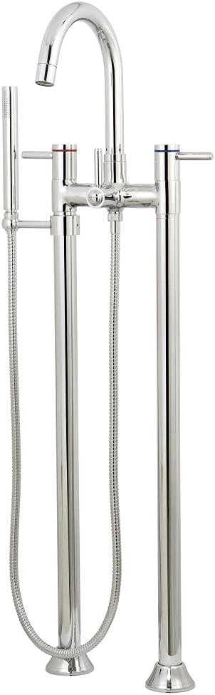 Kingston Brass KS8351DL Concord Floor Mount Tub Filler With Hand Shower, Polished Chrome, 7-1/2 inch in Spout Reach, Polished Chrome