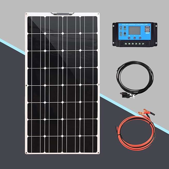 Solar Panel 12V 200W 100W Flexible Photovoltaic System Kit Solar Cell Battery Charger for Car RV Boat Camping Outdoor,100W
